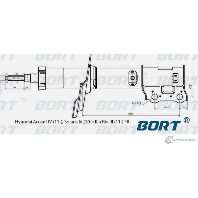 Стойка амортизационная газомасляная передняя правая BORT 1422495472 DC1YUH4 X T6332 G22048038R
