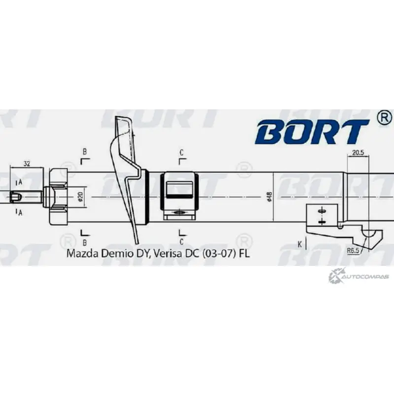 Стойка амортизационная газомасляная передняя левая BORT G22048043L 95S56 4 SHJN6 1422495475