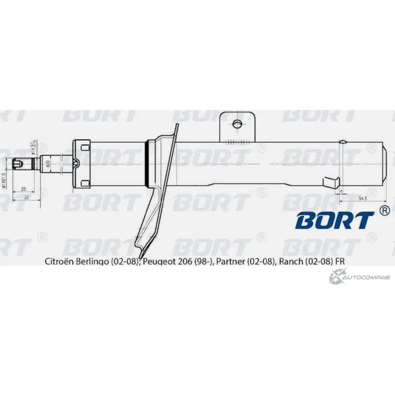 Стойка амортизационная газомасляная передняя правая BORT 1422495502 TX9 YSC RCVZPIF G22051011R изображение 0