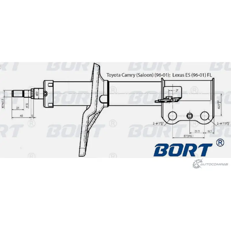 Стойка амортизационная газомасляная передняя левая BORT 1422495508 YIIQK9 G22250006L 5 D7M2F6