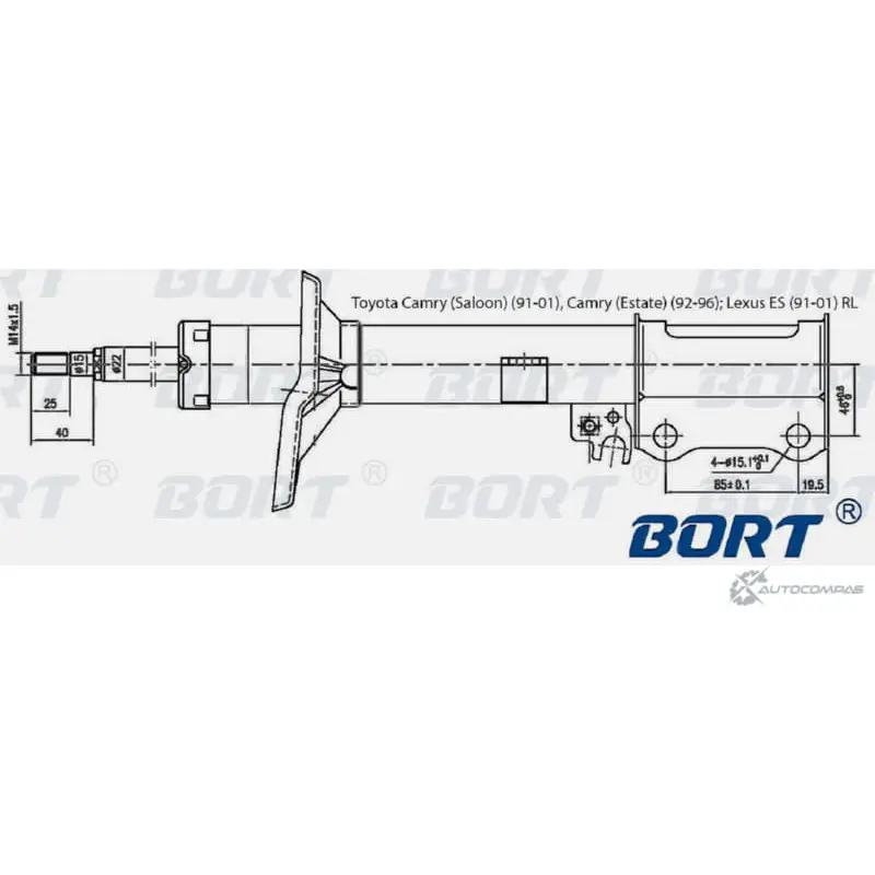 Стойка амортизационная газомасляная задняя левая BORT G22250034L G3 EPT5 177PH 1422495518