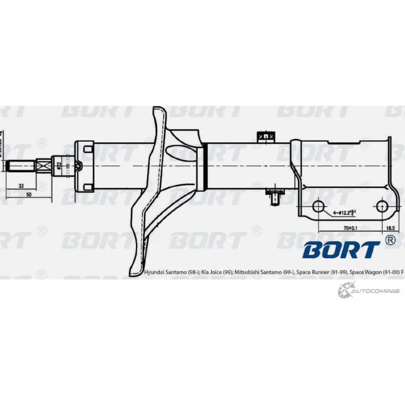 Стойка амортизационная газомасляная передняя BORT F6 8I2HR G22250035 KPF10IE 1422495520 изображение 0