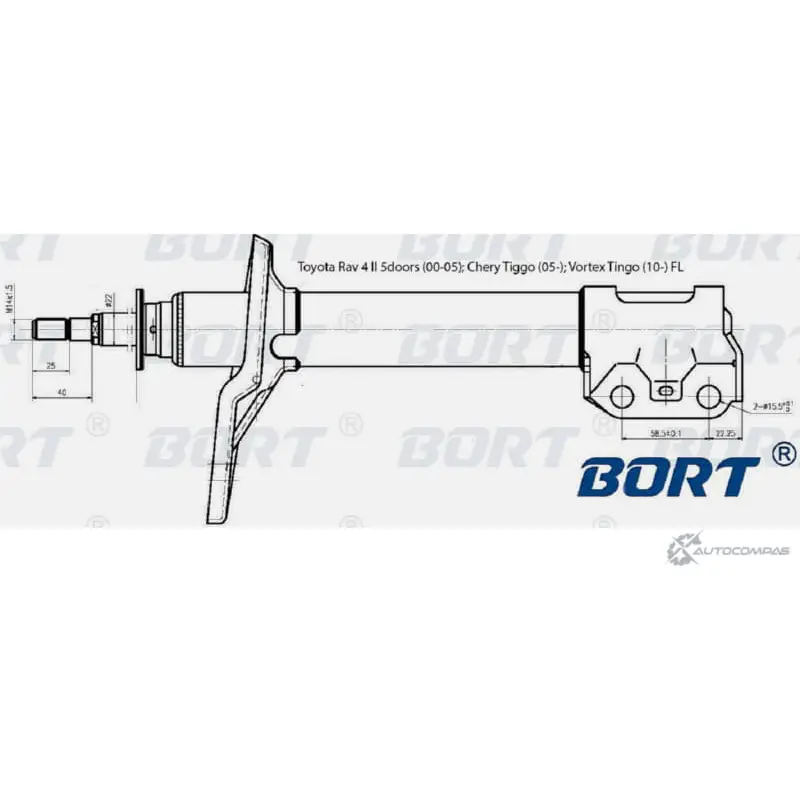 Стойка амортизационная газомасляная передняя левая BORT G22250126L 1422495557 P F66N 4H8P9DC