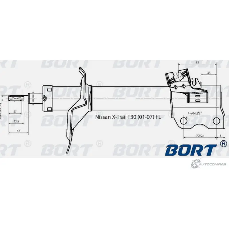 Стойка амортизационная газомасляная передняя левая BORT 1422495567 G22250148L 5UOMRY V G6GO61 изображение 0