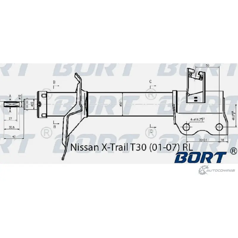 Стойка амортизационная газомасляная задняя левая BORT G22250149L 04ZO3I VIA 4D0 1422495569
