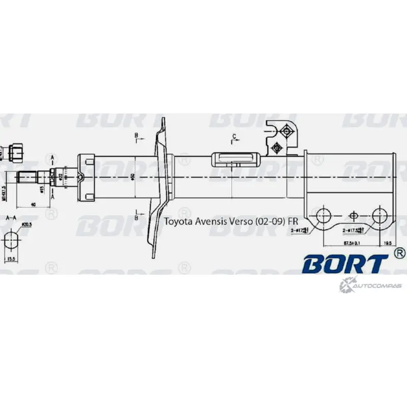 Стойка амортизационная газомасляная передняя правая BORT G22250168R Q DQO8 16LRR3M 1422495576 изображение 0