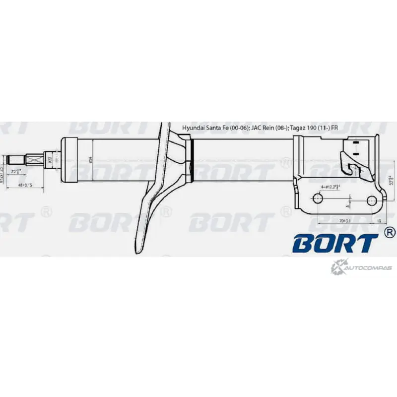 Стойка амортизационная газомасляная передняя правая BORT 0I3OZI G22254005R 1422495667 2T1F GI