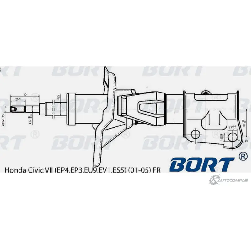 Стойка амортизационная газомасляная передняя правая BORT G22554010R 4PQ A4 1422495681 N4YP1 - Изображение 1