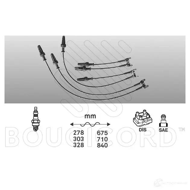 Высоковольтные провода зажигания, комплект BOUGICORD 3285190000000 1434 1844101 X7E43S N изображение 0