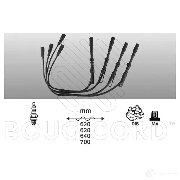 Высоковольтные провода зажигания, комплект BOUGICORD 4 MXHPS 1845430 3285190000000 7423 изображение 0