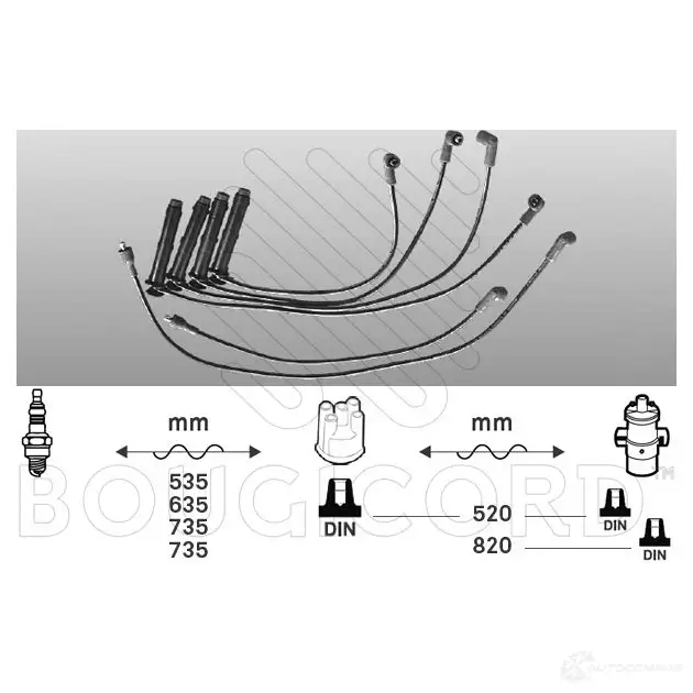 Высоковольтные провода зажигания, комплект BOUGICORD 3285195872145 ACUR4 5 1845383 7214 изображение 0