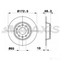 Тормозной диск BRAXIS Skoda Octavia (A7, 5E5) 3 Универсал 1.8 TSI 4x4 180 л.с. 2012 – 2025 ae0071 P7FER XJ 3663908202906