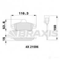 Тормозные колодки, комплект BRAXIS ab0252 J40 8QZ 4405915 3663908105382