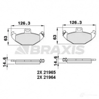 Тормозные колодки, комплект BRAXIS Renault Laguna (K56) 1 Универсал 2.0 16V (K56D/M) 139 л.с. 1995 – 2001 3663908106198 aa0263 RALF A