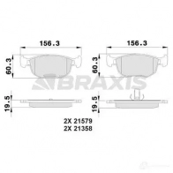 Тормозные колодки, комплект BRAXIS Q4 6OS2J ab0488 Ford Scorpio 2 (FE, GFR, GGR) Универсал 2.9 i 24V 207 л.с. 1994 – 1998 3663908100684