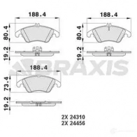 Тормозные колодки, комплект BRAXIS 3663908103210 168 5PD0 Mercedes E-Class (S212) 4 Универсал 3.0 E 300 CDI / BlueTEC (2127. 2121) 231 л.с. 2009 – 2025 aa0134