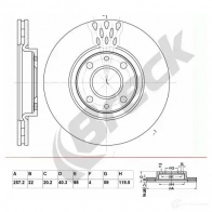 Тормозной диск BRECK A60C K0 Fiat Linea (323, 110) 1 Седан 1.3 D Multijet 95 л.с. 2009 – наст. время br326va100 5901958625930