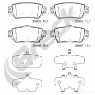 Тормозные колодки, комплект BRECK 5901958622243 259650070200 ZT GYYM 1223372967 - Изображение 2