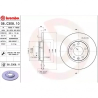 Тормозной диск BREMBO HLQM 4F 8020584217887 789892 08.C308.11 - Изображение 2