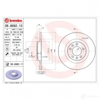 Тормозной диск BREMBO 8020584031360 08.8682.11 789502 D4Y6 67 - Изображение 4