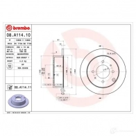 Тормозной диск BREMBO 7 2VJD 8020584032626 08.A114.11 789651 - Изображение 2