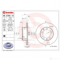 Тормозной диск BREMBO 8020584578315 790240 O5ZKW6 V 09578310 - Изображение 1