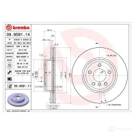 Тормозной диск BREMBO 8020584016398 P 9AGO 791001 09958114 - Изображение 2