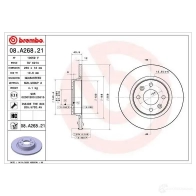 Тормозной диск BREMBO 8020584886823 08886820 789516 4AHH BM2 - Изображение 2