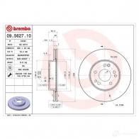 Тормозной диск BREMBO 09.5627.10 8020584562710 790179 MPKQ 6F - Изображение 2