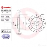 Тормозной диск BREMBO 08.4931.2X 789171 8020584215227 D 4IL2K - Изображение 3