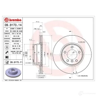 Тормозной диск BREMBO 09917314 8020584013373 790870 EHVW8 E - Изображение 2