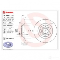 Тормозной диск BREMBO 8020584024966 789514 08.8843.21 9WQY8 J5 - Изображение 5