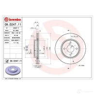 Тормозной диск BREMBO 09.D247.11 ALFG 2WR 1422939135 - Изображение 5