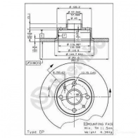 Тормозной диск BREMBO 8020584259719 08259710 MQHS B 789026