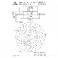 Тормозной диск BREMBO 09.A506.21 791322 EPC V7 8020584030356 - Изображение 2