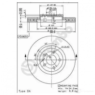 Тормозной диск BREMBO 8020584518014 09518010 UCW BO3N 790076 - Изображение 2