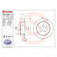 Тормозной диск BREMBO 8020584027790 Subaru Legacy (BP) 4 Универсал 2.5 AWD (BP9) 165 л.с. 2003 – 2009 08a60510 VJA 6N0