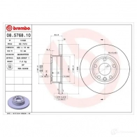 Тормозной диск BREMBO 08576810 8020584576816 789319 V W4TQB - Изображение 2