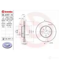 Тормозной диск BREMBO YU 95O 791385 8020584210710 09.A707.11 - Изображение 2