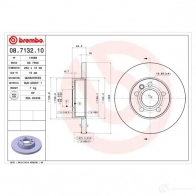 Тормозной диск BREMBO 08.7132.10 Volkswagen Transporter (T4) 4 Фургон 2.4 D 75 л.с. 1997 – 2003 Z1 HE5 8020584713211