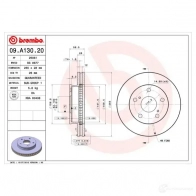 Тормозной диск BREMBO 7KZ DZO5 09.A130.20 791180 8020584030219 - Изображение 2