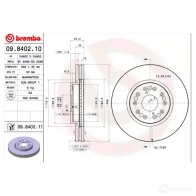 Тормозной диск BREMBO 3YJ DPBS 09.8402.11 8020584034637 Lexus IS (XE10) 1 Седан