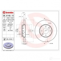 Тормозной диск BREMBO TVYG6 QD 8020584038055 791190 09.A149.11 - Изображение 2