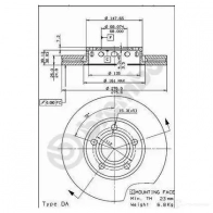 Тормозной диск BREMBO 790225 09573410 UM 7JGG 8020584573419 - Изображение 2