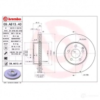 Тормозной диск BREMBO 09.A613.41 8C01 NP 8020584020043 Mercedes E-Class (W212) 4 Седан 2.1 E 200 CDI / BlueTEC (2105. 2106) 136 л.с. 2009 – 2024