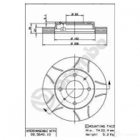 Тормозной диск BREMBO D2B0 YR 790189 09564075 8020584012215 - Изображение 2