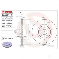 Тормозной диск BREMBO 09.B354.11 8020584219409 BO QGT67 791555 - Изображение 3