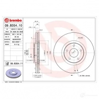 Тормозной диск BREMBO 09.B354.11 8020584219409 BO QGT67 791555 - Изображение 6