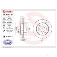 Тормозной диск BREMBO 1422939272 8KY WYF 08.9081.31 - Изображение 2