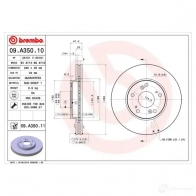 Тормозной диск BREMBO 1AT8I 5Z 8020584035375 791259 09.A350.11 - Изображение 2